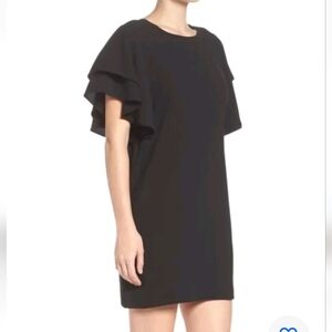 Felicity & Coco Dress Navy Blue Ruffle Flounce Flutter Sleeves XS Mini Shift